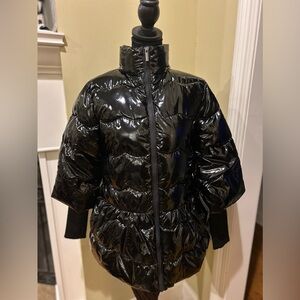 Habitual Kids Black Patent Puffer Peacoat w/Cropped Bell Sleeves Size 14